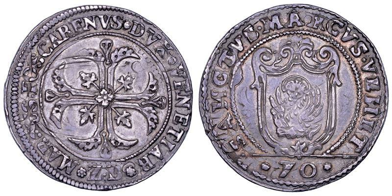 Marco Foscarini, 117° doge (1762-1763) — Mezzo scudo della croce da 70 soldi, argento