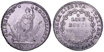 Italia (Venezia), Governo provvisorio o Municipalità provvisoria, 10 Lire 1797 (I tipo)