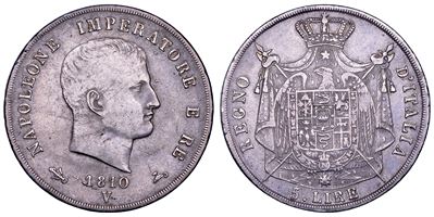 Venezia, Napoleone, 5 Lire 1810 (moneta d’argento)