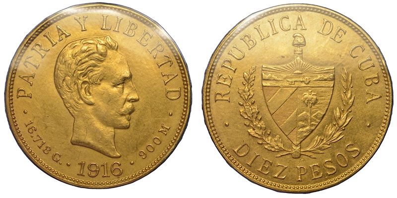 CUBA. PRIMA REPUBBLICA, 1902-1962.   10 Pesos 1916.  - Auction Numismatics - Cambi Casa d'Aste