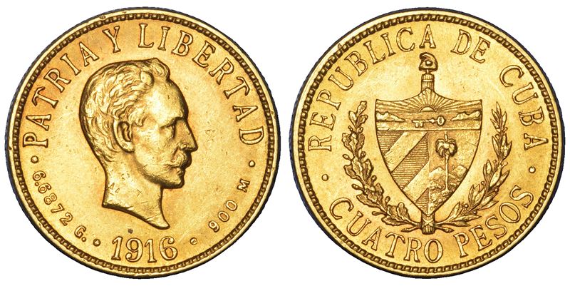 CUBA. PRIMA REPUBBLICA, 1902-1962. 4 Pesos 1916.  - Auction Numismatics - Cambi Casa d'Aste