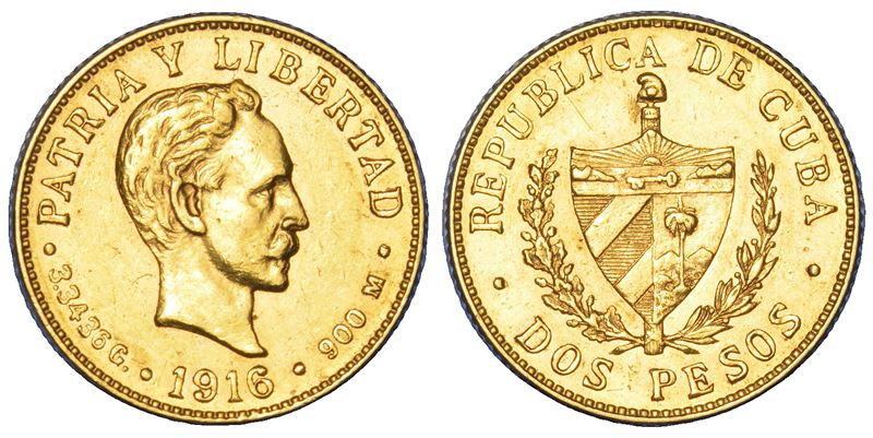 CUBA. PRIMA REPUBBLICA, 1902-1962. 2 Pesos 1916.  - Auction Numismatics - Cambi Casa d'Aste