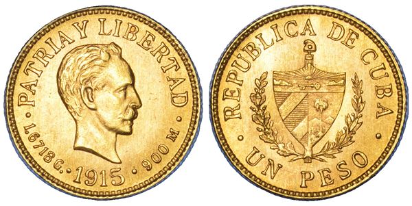 CUBA. PRIMA REPUBBLICA, 1902-1962. Peso 1915.