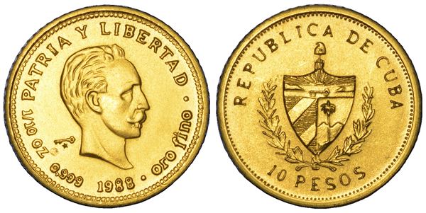 CUBA. TERZA REPUBBLICA, dal 1959. 10 pesos 1988.