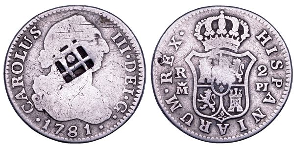 CARLOS III, 1759-1788. SPAGNA. 2 reales 1781. Madrid.