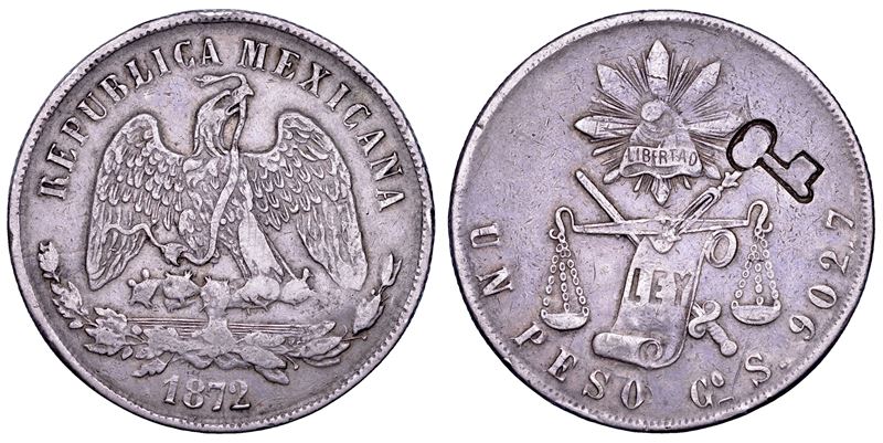CUBA. GUERRE PER L'INDIPENDENZA, 1867-1902. 1 peso (Balanza) de México 1872. Guanajuato.  - Auction Numismatics - Cambi Casa d'Aste