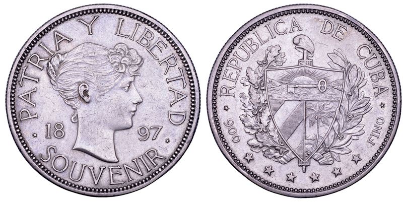 CUBA. GUERRE PER L'INDIPENDENZA, 1867-1902. Souvenir da 1 peso 1897.  - Asta Numismatica - Cambi Casa d'Aste