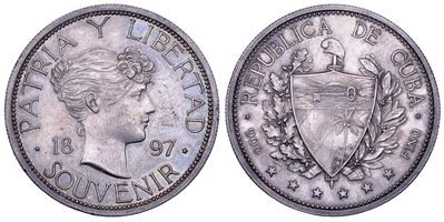 Cuba, Souvenir da 1 peso 1897 (argento .900)