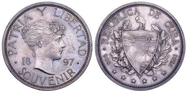 CUBA. GUERRE PER L'INDIPENDENZA, 1867-1902. Souvenir da 1 peso 1897.