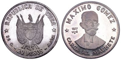 Maximo Gómez (1836-1905), 20 Pesos Cuba, 1977
