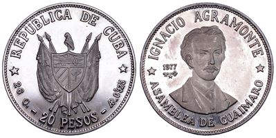 Ignacio Agramonte, Cuba, Terza Repubblica: 20 Pesos 1977