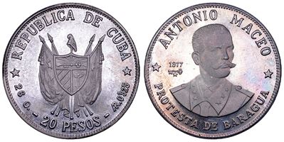 Antonio Maceo, Cuba, Terza Repubblica (dal 1959) – 20 Pesos, 1977