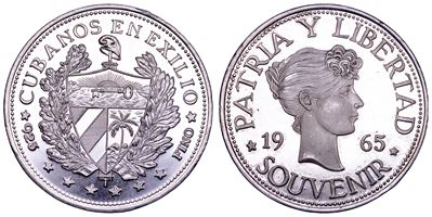 Cuba, Souvenir da 1 peso (1965) — Cubanos en el exilio, argento, moneta commemorativa
