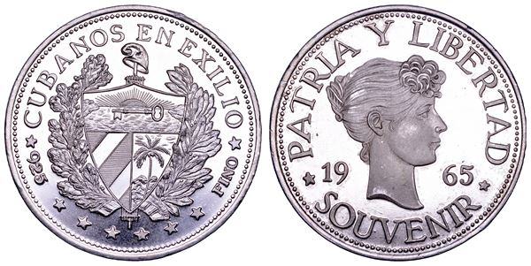 CUBA. TERZA REPUBBLICA, dal 1959. Souvenir da 1 peso 1965. Cubanos en el exilio.
