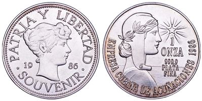 CUBA, Souvenir da 1 peso 1986 (Terza Repubblica, 1959-)