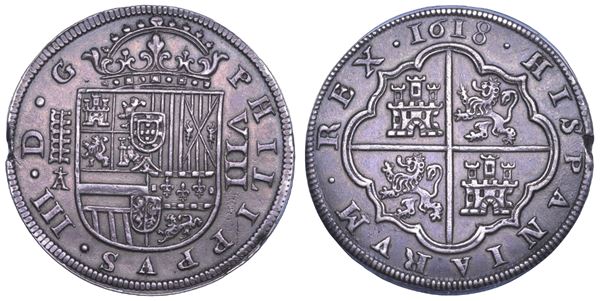 FELIPE III, 1598-1621. SPAGNA. 8 reali 1618. Segovia.