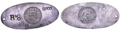 Felipe V, Saggio tecnico di conio (Prova di Zecca) per 2 Reales 1719, Madrid