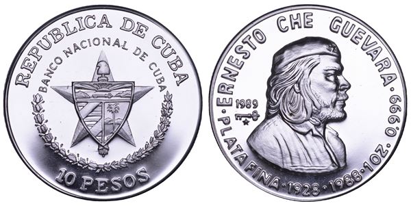 CUBA. TERZA REPUBBLICA, dal 1959. ERNESTO (CHE) GUEVARA DE LA SERNA (1928-1967). 10 Pesos 1989.