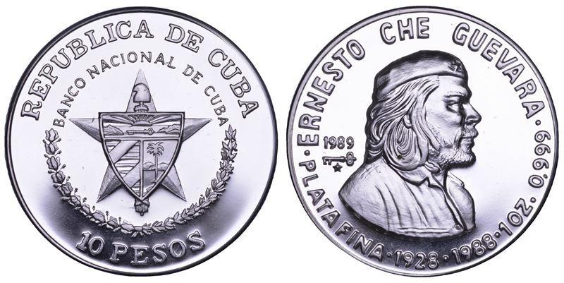 CUBA. TERZA REPUBBLICA, dal 1959. ERNESTO (CHE) GUEVARA DE LA SERNA (1928-1967). 10 Pesos 1989.  - Auction Numismatics - Cambi Casa d'Aste