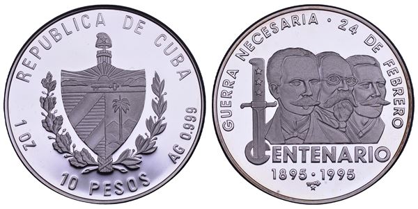 CUBA. TERZA REPUBBLICA, dal 1959. 10 pesos 1995. Centenario della Guerra Necessaria.