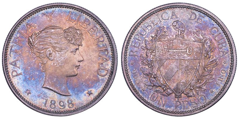 Cuba, Souvenir da 1 peso 1898 (Tipo IV), moneta in argento
