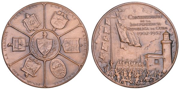 CUBA. PRIMA REPUBBLICA, 1902-1962. Medaglia s.d. (1952). 50° Anniversario dell'Indipendenza di Cuba.