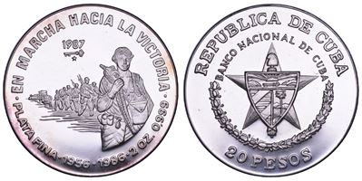 CUBA (Repubblica), 20 Pesos 1987, 30° Anniversario della marcia verso la vittoria