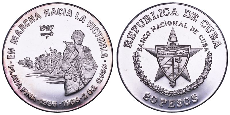 CUBA. TERZA REPUBBLICA, dal 1959. 20 Pesos 1987. 30° Anniversario della marcia verso la vittoria.  - Asta Numismatica - Cambi Casa d'Aste