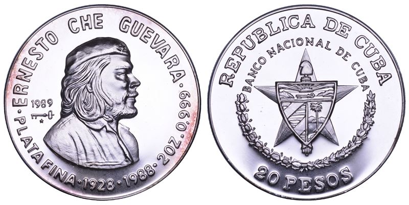 CUBA. TERZA REPUBBLICA, dal 1959. ERNESTO (CHE) GUEVARA DE LA SERNA (1928-1967). 20 Pesos 1989.  - Auction Numismatics - Cambi Casa d'Aste