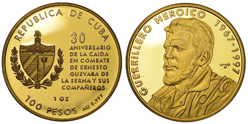 CUBA. TERZA REPUBBLICA, dal 1959. ERNESTO (CHE) GUEVARA DE LA SERNA (1928-1967). 100 Pesos 1997. Avana.  - Auction Numismatics - Cambi Casa d'Aste