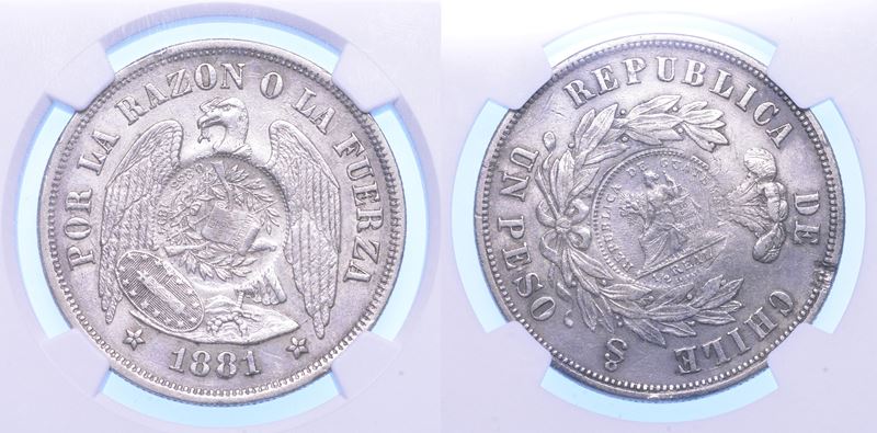 GUATEMALA. 1/2 Real 1894. Contromarca su 1 Peso del Cile del 1881.  - Asta Numismatica - Cambi Casa d'Aste