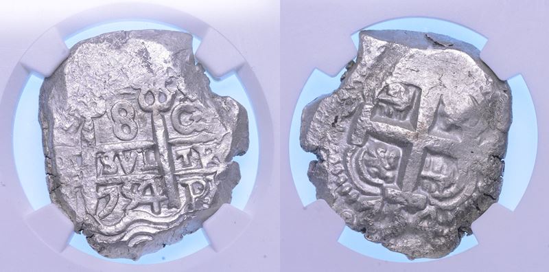Fernando VI, 1746-1759. Bolivia, 8 reales 1754 Potosí (argento)