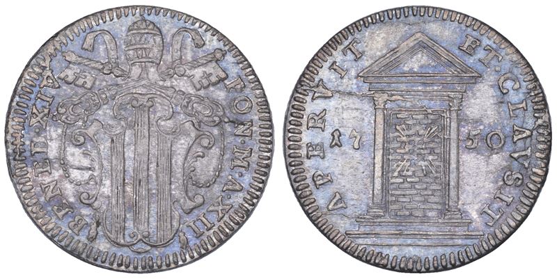 STATO PONTIFICIO. BENEDETTO XIV (Prospero Lambertini), 1740-1758. Grosso A. XII/1750. Roma.  - Auction Numismatics - Cambi Casa d'Aste