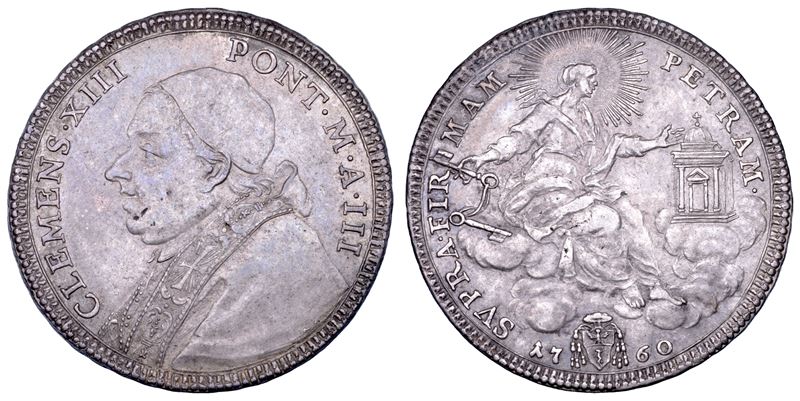 Clemente XIII (Carlo Rezzonico), Mezzo scudo romano, 1760