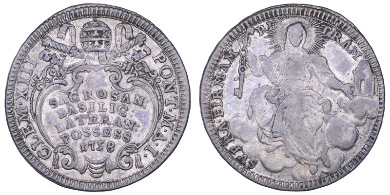 Clemente XIII (Carlo Rezzonico), Quinto di scudo commemorativo per il possesso del Laterano (1758...
