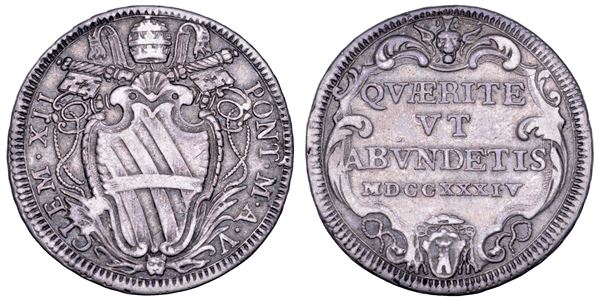 STATO PONTIFICIO. CLEMENTE XII (Lorenzo Corsini), 1730-1740. Testone A. V/1734. Roma.