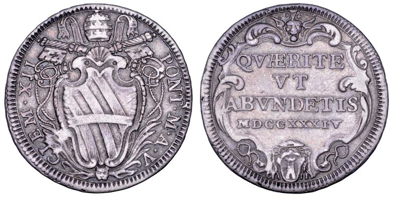 STATO PONTIFICIO. CLEMENTE XII (Lorenzo Corsini), 1730-1740. Testone A. V/1734. Roma.  - Asta Numismatica - Cambi Casa d'Aste