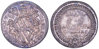 Clemente XII (Lorenzo Corsini), Riforma monetaria del 1734 (medaglia, Giulio A.V., Roma, 1730-174...
