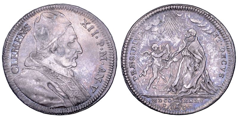 STATO PONTIFICIO. CLEMENTE XII (Lorenzo Corsini), 1730-1740. Testone A. V/1735. Roma.  - Asta Numismatica - Cambi Casa d'Aste