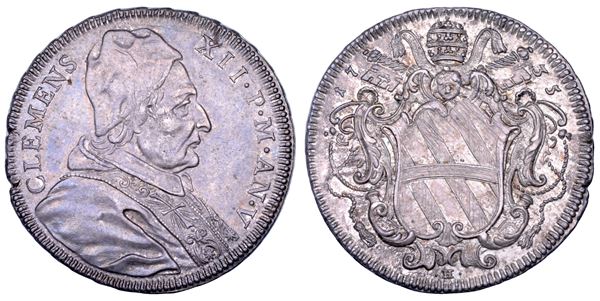 STATO PONTIFICIO. CLEMENTE XII (Lorenzo Corsini), 1730-1740. Testone A. V/1735. Roma.
