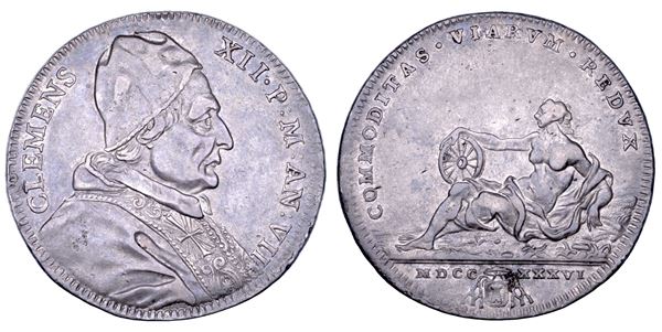 STATO PONTIFICIO. CLEMENTE XII (Lorenzo Corsini), 1730-1740. Testone A. VII/1736. Roma.