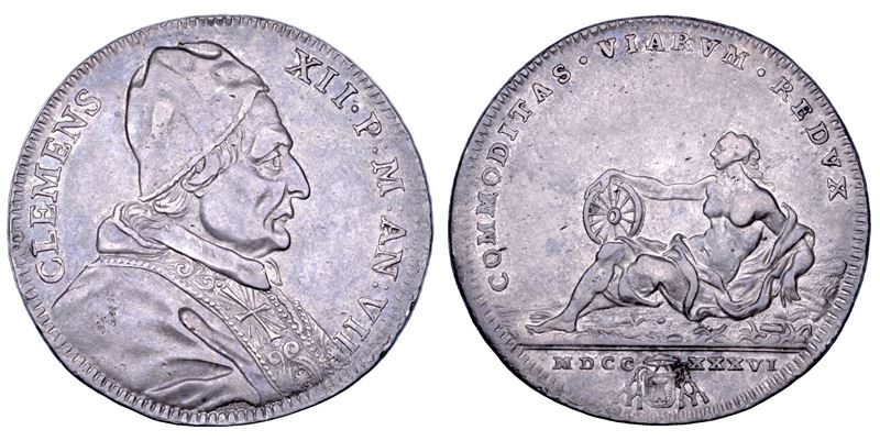 STATO PONTIFICIO. CLEMENTE XII (Lorenzo Corsini), 1730-1740. Testone A. VII/1736. Roma.  - Asta Numismatica - Cambi Casa d'Aste