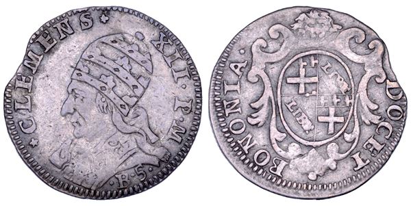STATO PONTIFICIO. CLEMENTE XII (Lorenzo Corsini), 1730-1740. Carlino da 5 bolognini. Bologna.