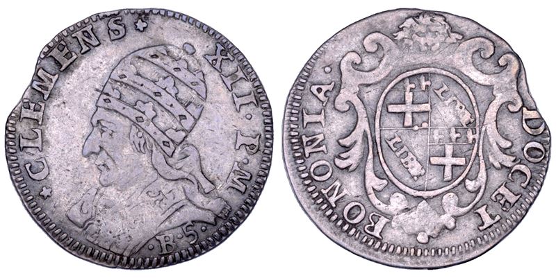 STATO PONTIFICIO. CLEMENTE XII (Lorenzo Corsini), 1730-1740. Carlino da 5 bolognini. Bologna.  - Auction Numismatics - Cambi Casa d'Aste