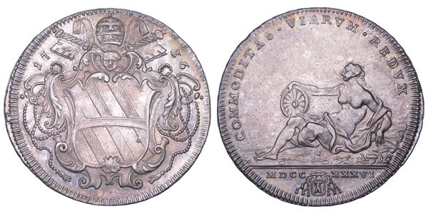 STATO PONTIFICIO. CLEMENTE XII (Lorenzo Corsini), 1730-1740. Testone A. VI/1736. Roma.