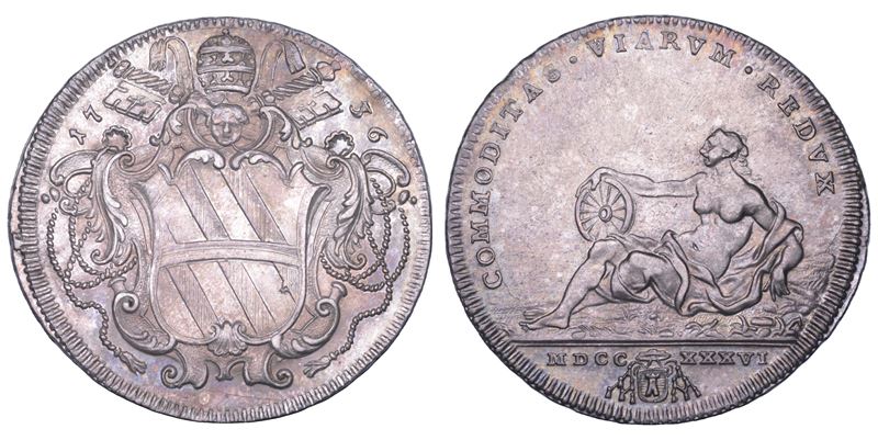 STATO PONTIFICIO. CLEMENTE XII (Lorenzo Corsini), 1730-1740. Testone A. VI/1736. Roma.  - Asta Numismatica - Cambi Casa d'Aste