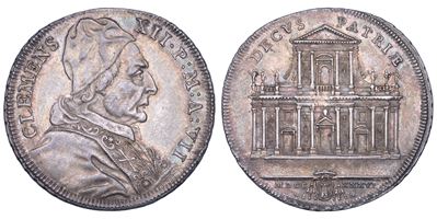 Clemente XII (Lorenzo Corsini), Mezza piastra A. VII/1736, Stato Pontificio (Roma)