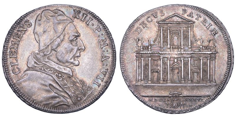 STATO PONTIFICIO. CLEMENTE XII (Lorenzo Corsini), 1730-1740. Mezza piastra A. VII/1736. Roma.  - Asta Numismatica - Cambi Casa d'Aste