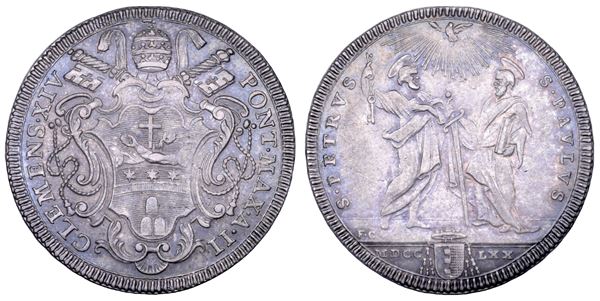 STATO PONTIFICIO. CLEMENTE XIV (Gian Vincenzo Antonio Ganganelli), 1769-1774. Testone A. II/1770. Roma.