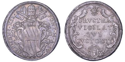 Clemente XII (Lorenzo Corsini), Mezza piastra pontificia, 1730-1740 (Roma)
